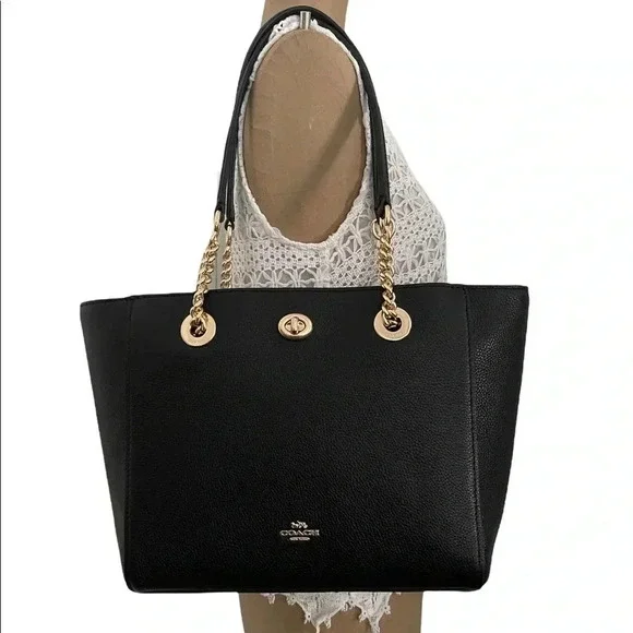 🔥2xHOST PICK🔥 Coach turnlock chain pebble tote - Picture 1 of 7